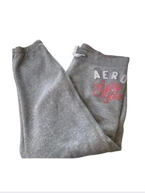 Aeropostale Gray Sweatpants with Pink Embroidered Logo